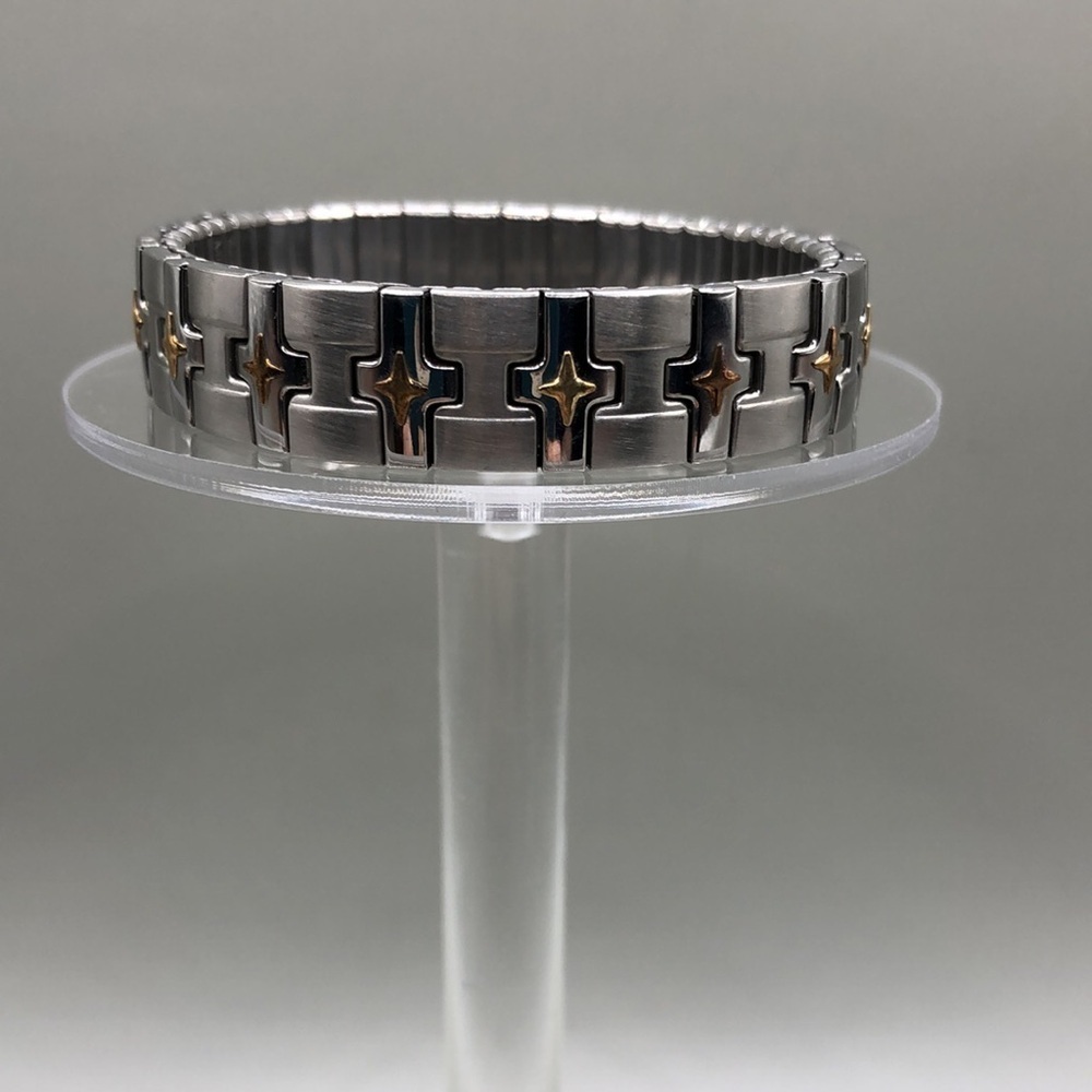 Vintage Milor Italy  Stainless Steel Stretch North Star  Bracelet  +18k Gold